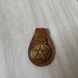 Vintage Chrysler Key Chain Fob Delivery System on Leather Pentastar Emblem